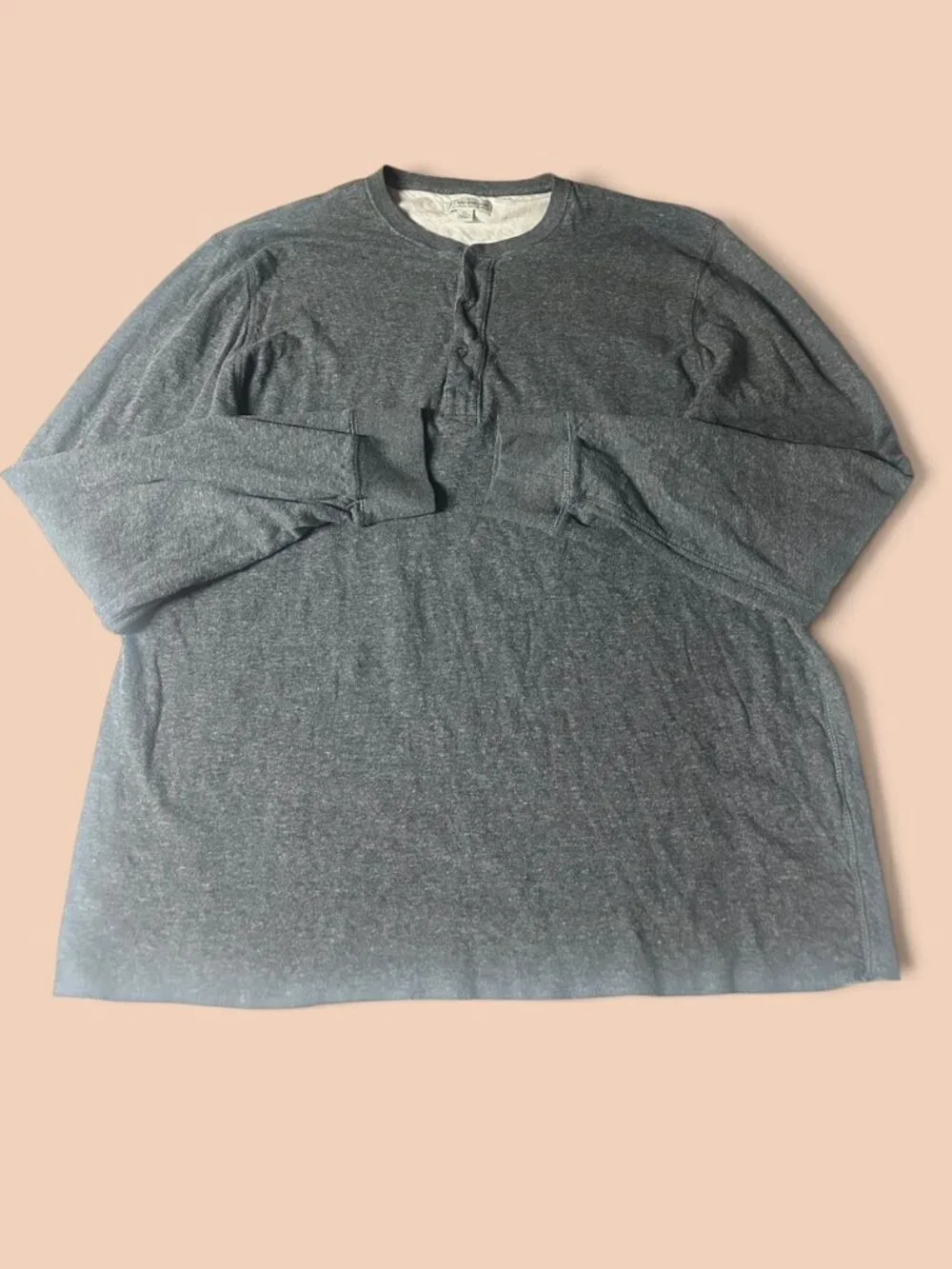 Vintage J Crew 1/4 Button 100% Cotton LS Gray XL Pullover